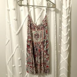 Multicolored cream dress. From ski bum.